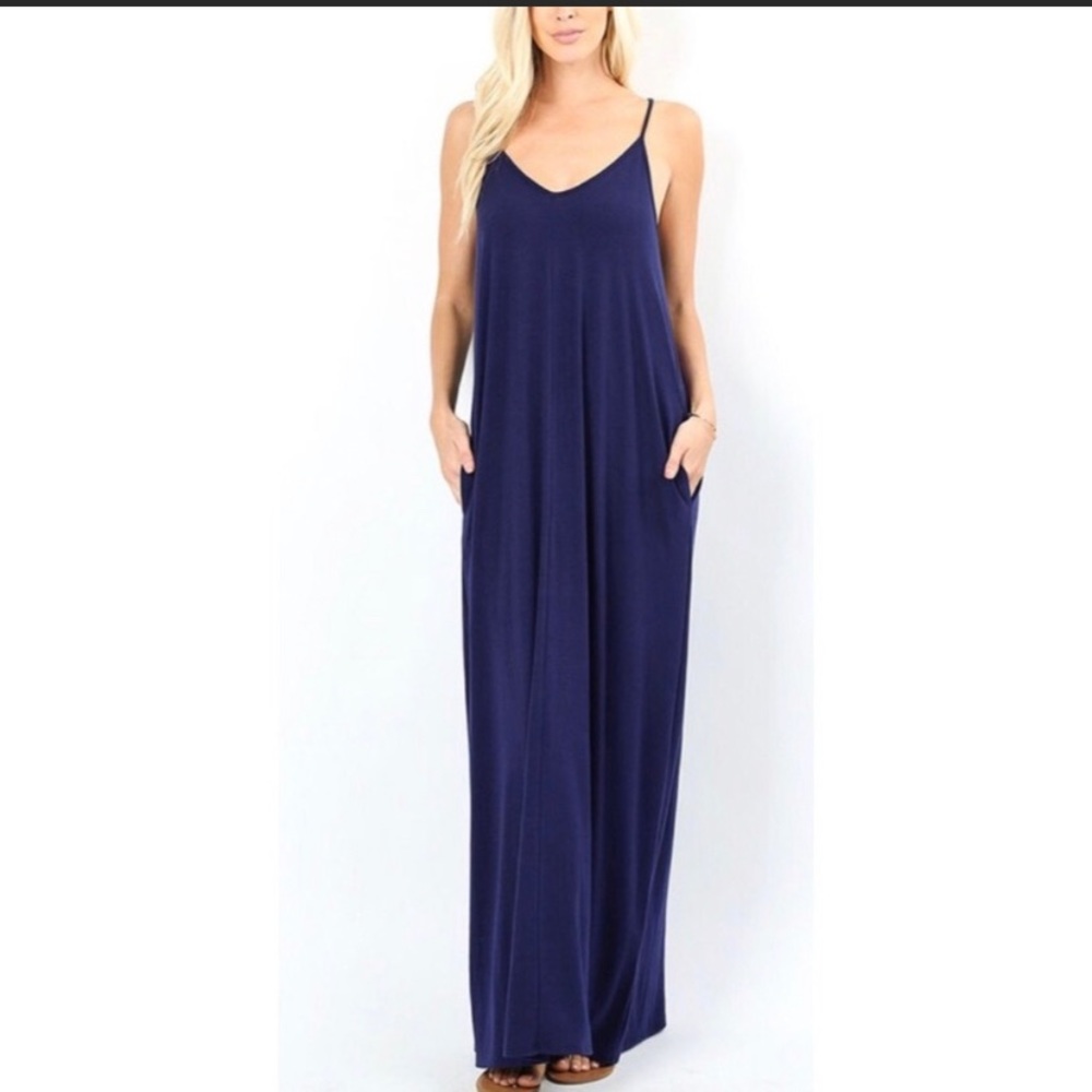 Navy Maxi Dress with Pockets